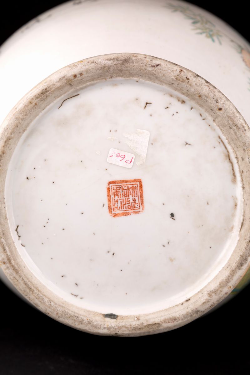 RARO VASO IN PORCELLANA QIANJIANG FIRMATO DA XU PINHENG