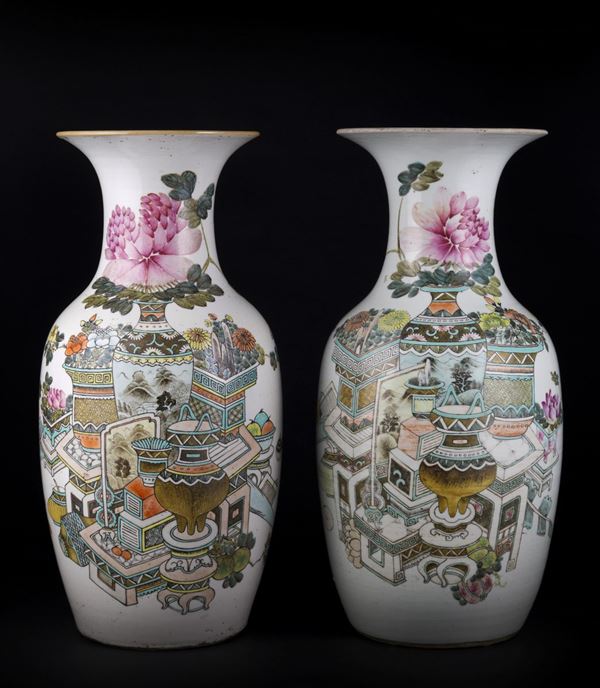 DUE VASI IN PORCELLANA QIANJIANG FIRMATI DA XU PINHENG 