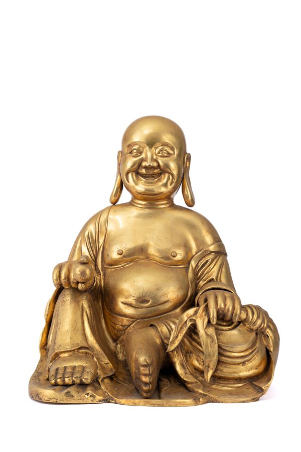 A LARGE GILT-SILVER FIGURE OF BUDDHA