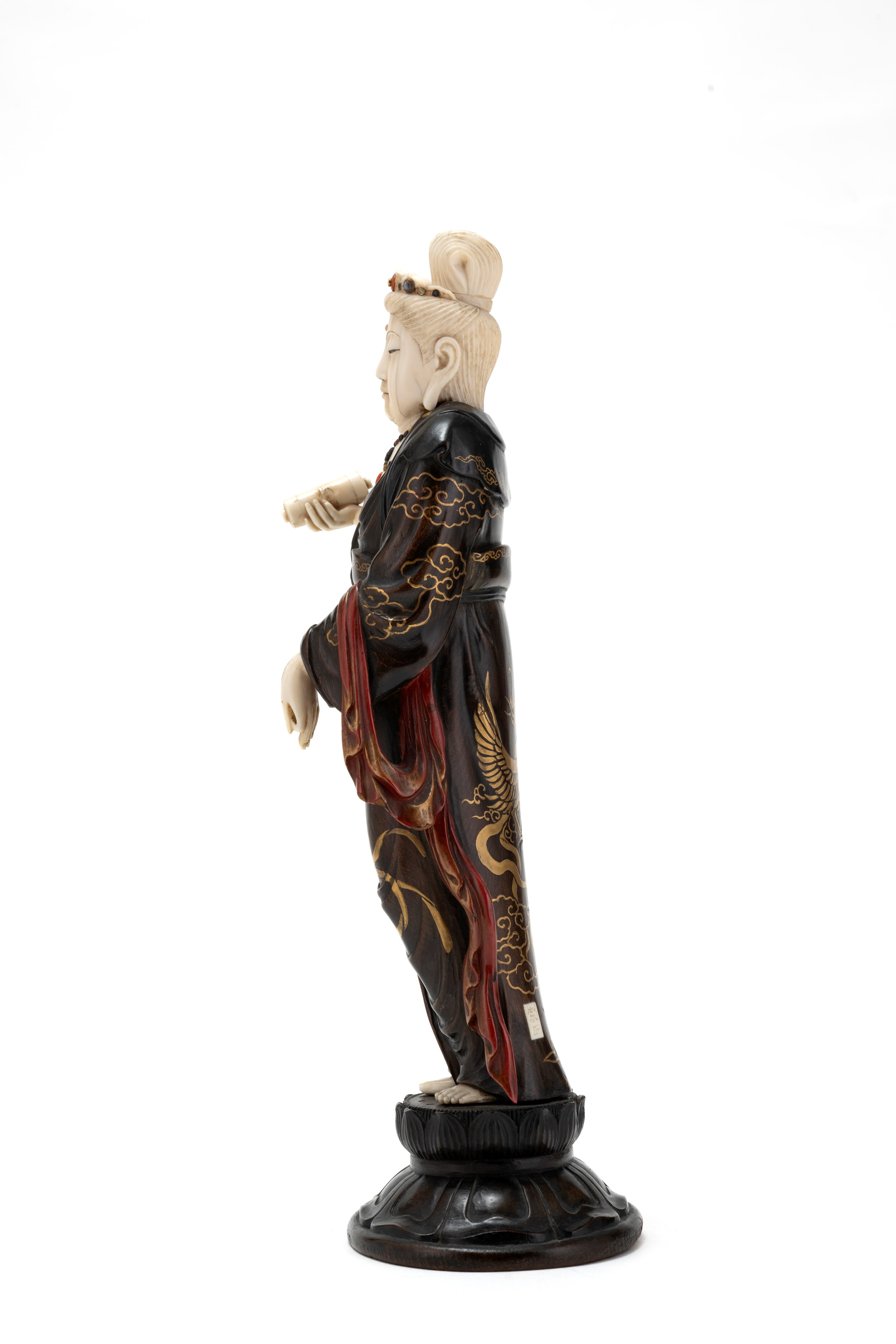 ☼okimono in Legno Laccato e Avorio