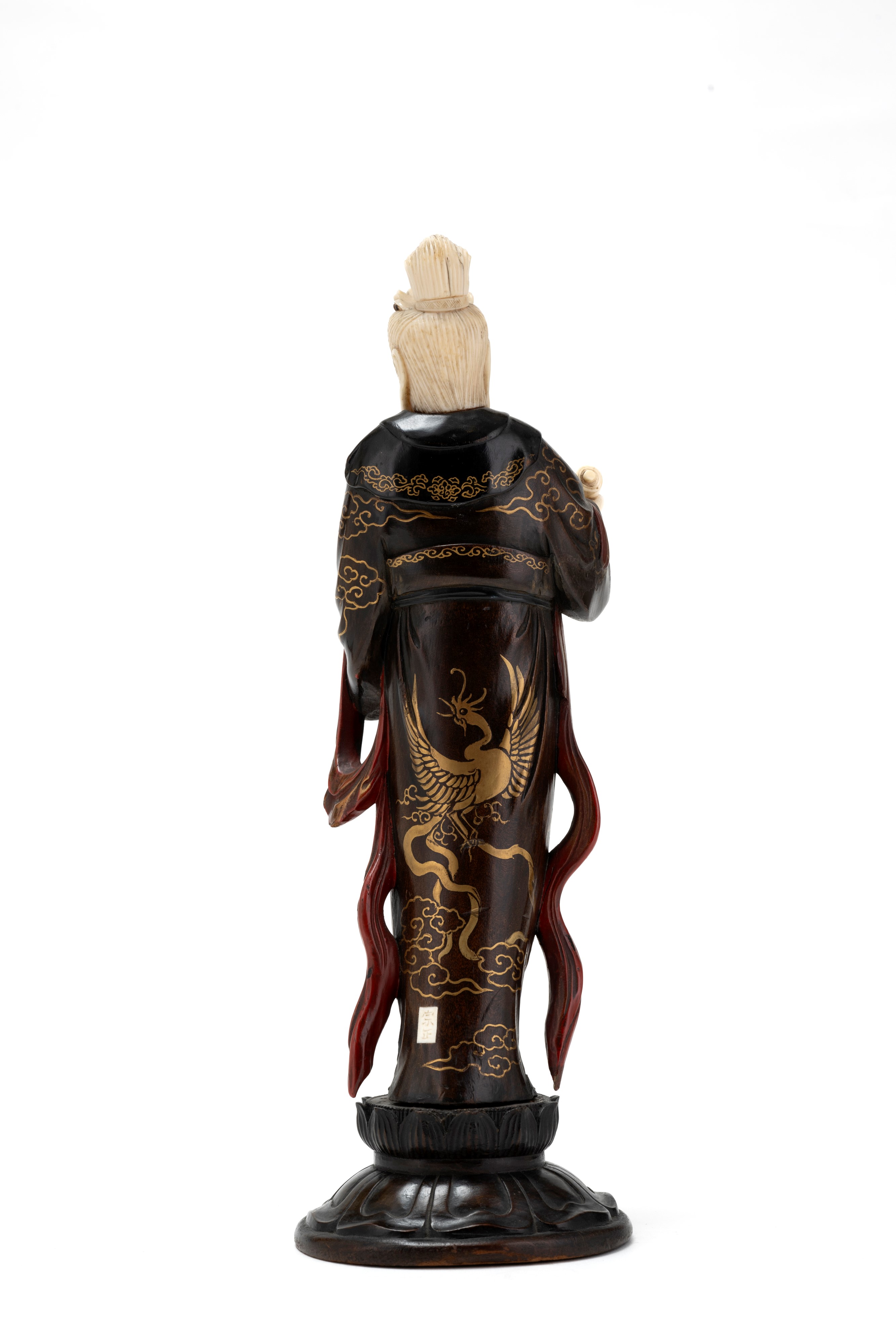 ☼okimono in Legno Laccato e Avorio