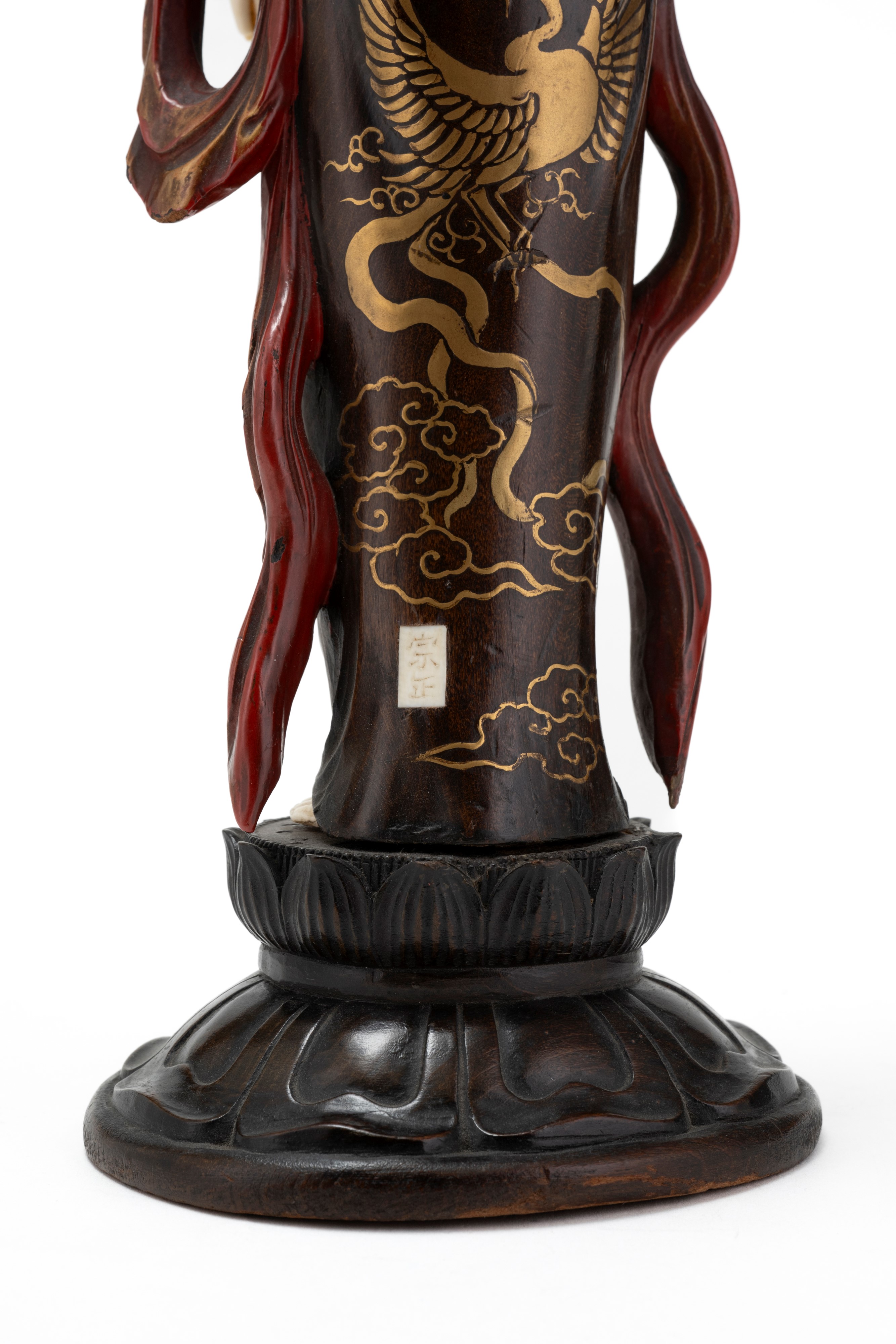 ☼okimono in Legno Laccato e Avorio