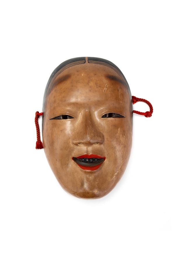 A NOH TEATRE WOODEN MASK