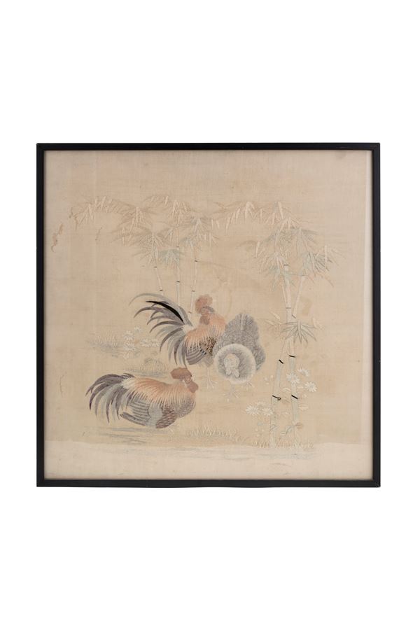 RICAMO SU SETA  (Giappone, periodo Meiji (1868-1912))  - Asta Fine Asian Art - Marcopolo srl - Marcopolo Asian Art Auction Milano