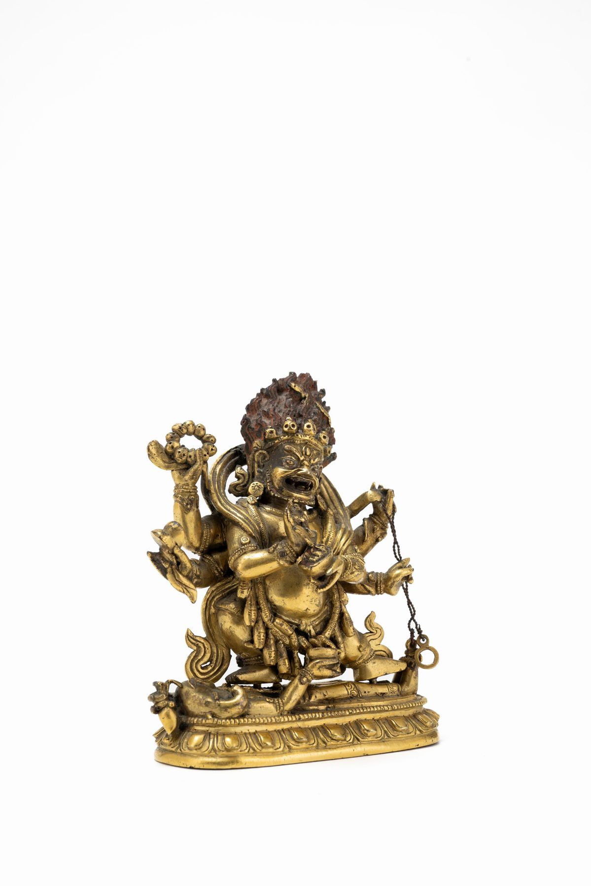 RARA PICCOLA FIGURA DI MAHAKALA IN BRONZO DORATO