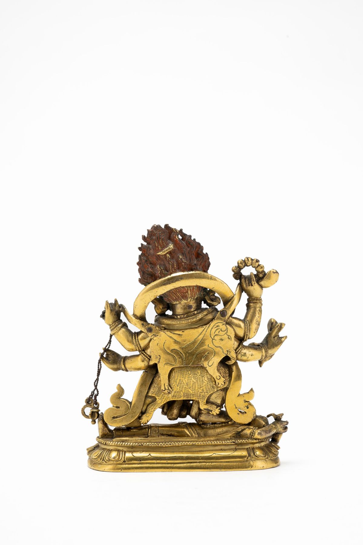 RARA PICCOLA FIGURA DI MAHAKALA IN BRONZO DORATO
