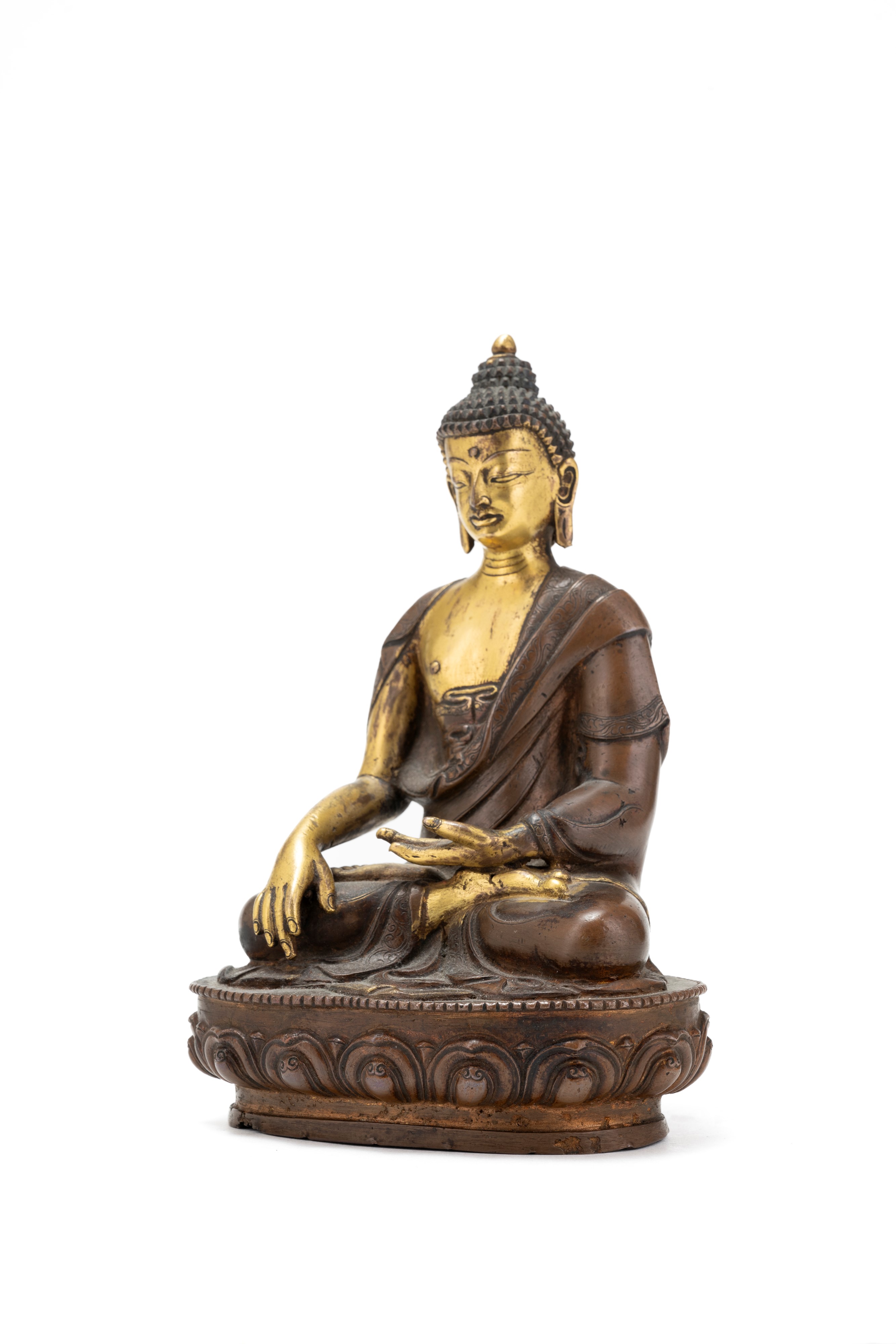 FIGURA DI SHAKYAMUNI IN RAME DORATO