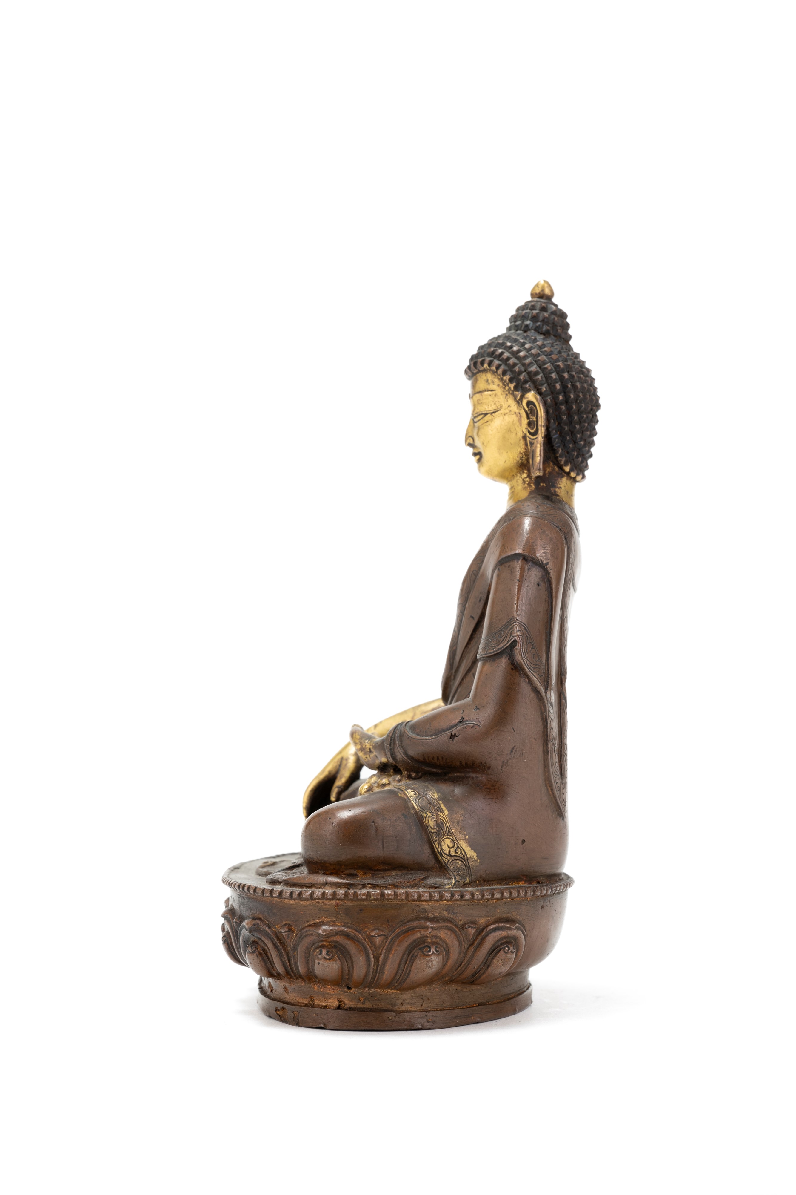 FIGURA DI SHAKYAMUNI IN RAME DORATO