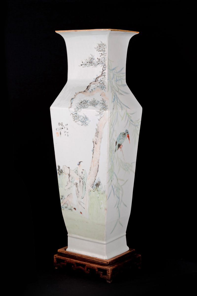 GRANDE E RARO VASO IN PORCELLANA QIANJIANG FIRMATO DA REN HUANZHANG