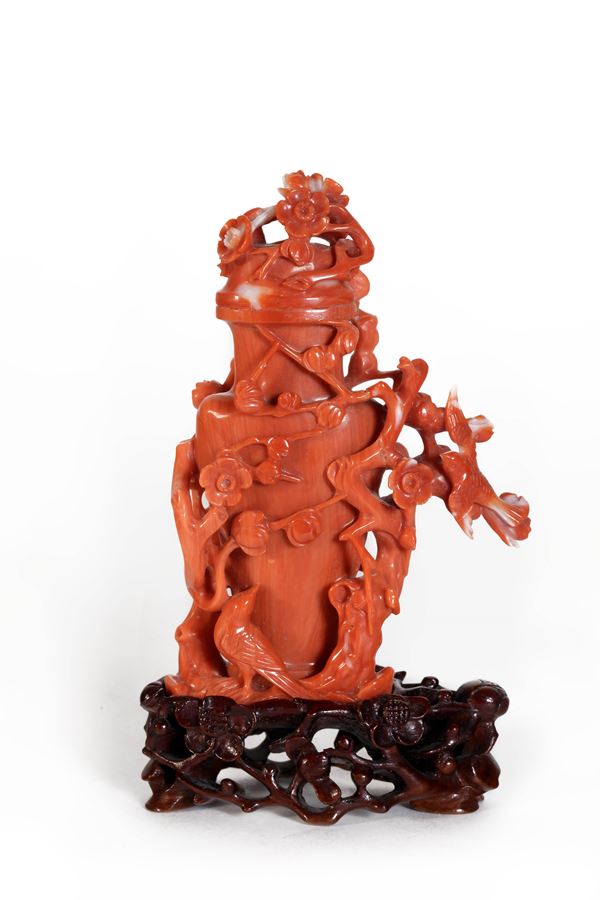 ☼A SMALL RED CORAL CARVING