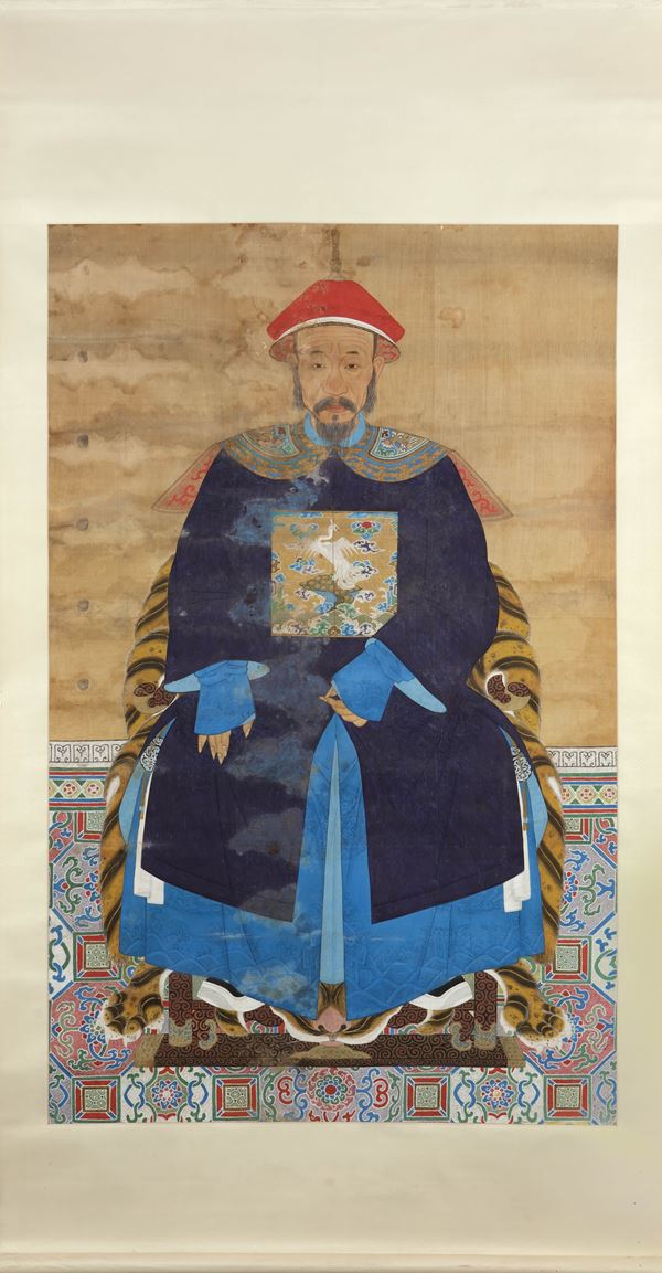 AN ANCESTOR PORTRAIT ON SILK  (China, Qing dynasty, 19th century)  - Auction Fine Asian Art - Marcopolo srl - Marcopolo Asian Art Auction Milano