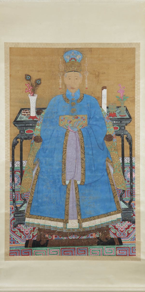 ANCESTOR PORTRAIT ON SILK  (China, Qing dynasty, 19th century)  - Auction Fine Asian Art - Marcopolo srl - Marcopolo Asian Art Auction Milano