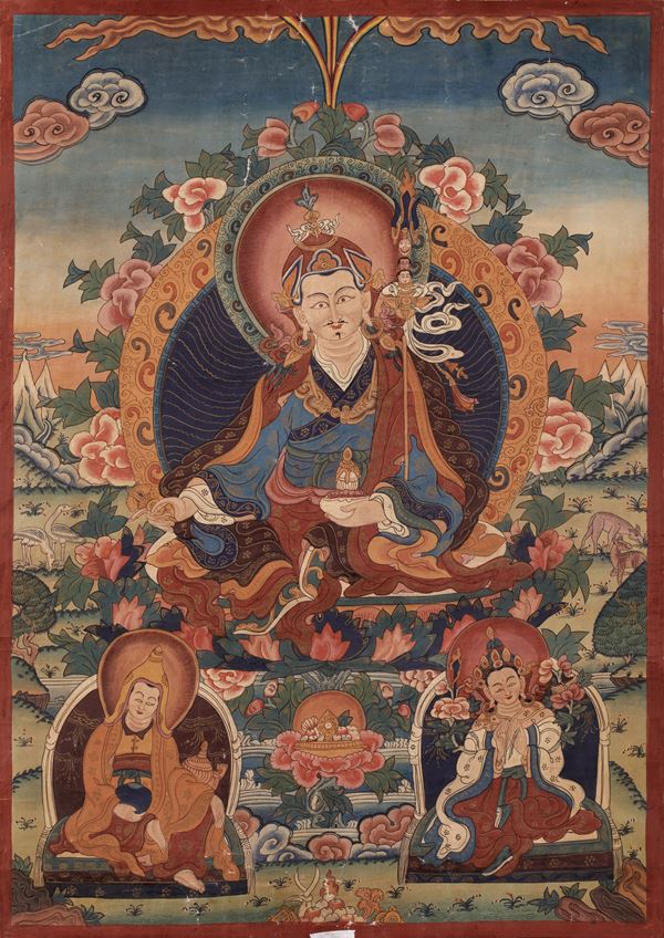 A THANGKA DEPICTING PADMASAMBHAVA  (Himalaya, 19th century)  - Auction Fine Asian Art - Marcopolo srl - Marcopolo Asian Art Auction Milano