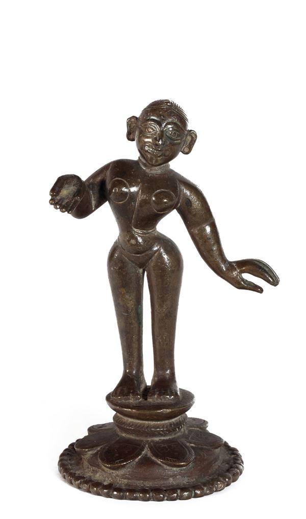 A BRONZE FIGURE OF RADHA  (India, Orissa, 19th century)  - Auction Fine Asian Art - Marcopolo srl - Marcopolo Asian Art Auction Milano