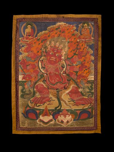 Thangka, Dipinto su seta di Hayagriva, Tibet - Nepal, XVIII - XIX secolo
