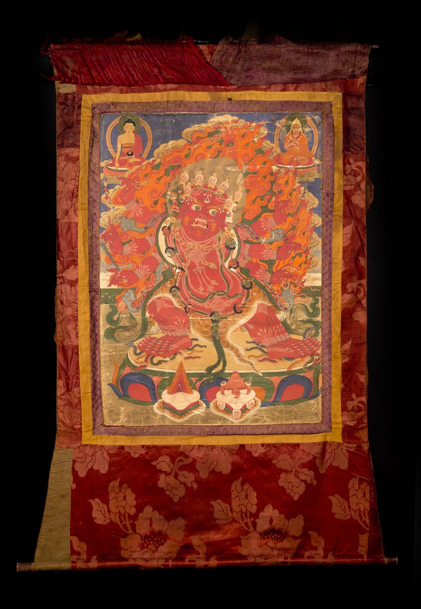 Thangka, Dipinto su seta di Hayagriva, Tibet - Nepal, XVIII - XIX secolo