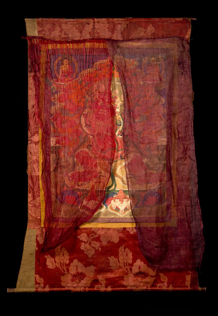 Thangka, Dipinto su seta di Hayagriva, Tibet - Nepal, XVIII - XIX secolo