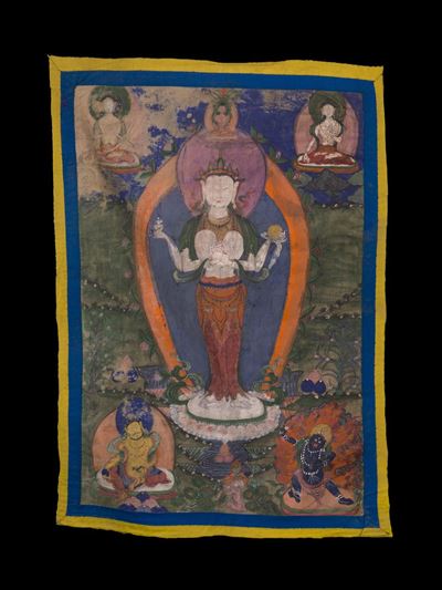 Thangka raffigurante Avalokiteshvara, dipinto su seta