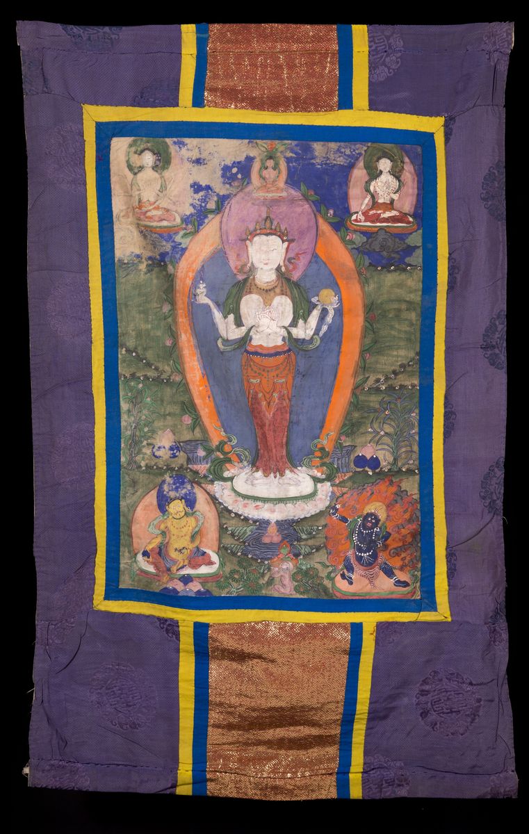 Thangka raffigurante Avalokiteshvara, dipinto su seta