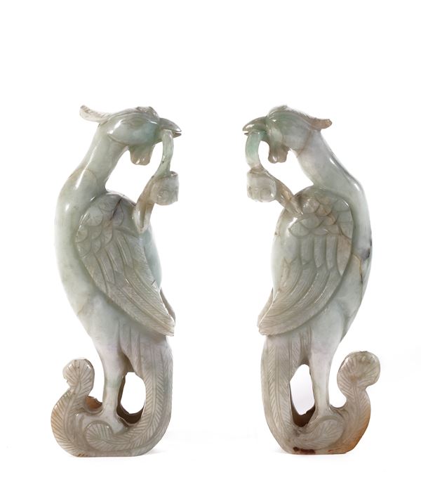 A PAIR OF JADEITE CARVINGS