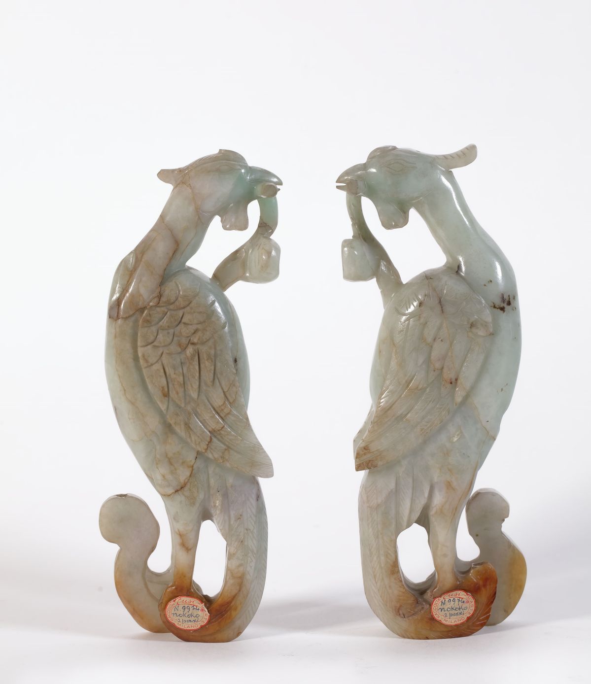 COPPIA DI UCCELLI IN GIADEITE