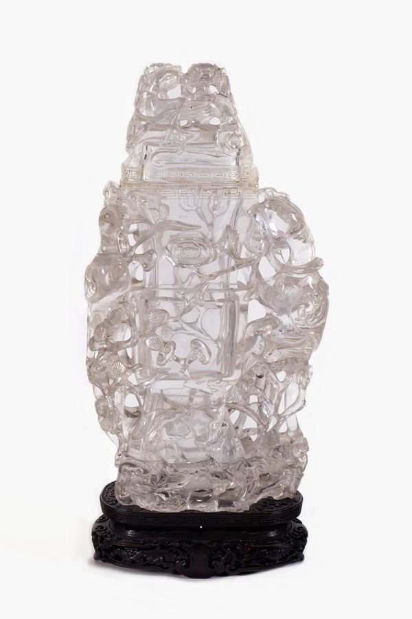 A HUGE CRYSTAL ROCK VASE