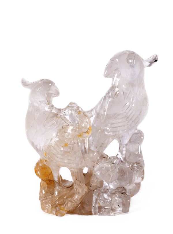 A CRYSTAL ROCK SCULPTURE