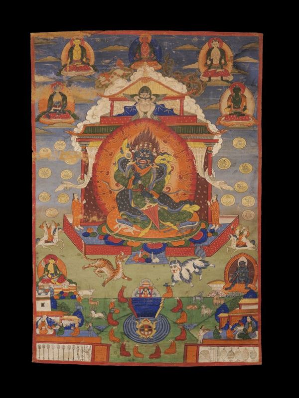 THANGKA DIPINTO SU SETA DI MAHAKALA