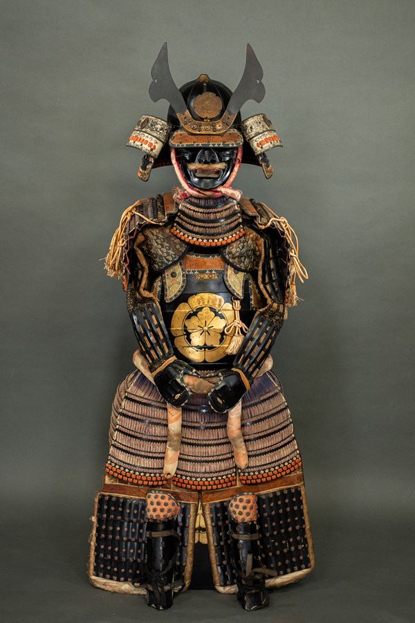 A LACQUER IRON AND SILK ARMOR