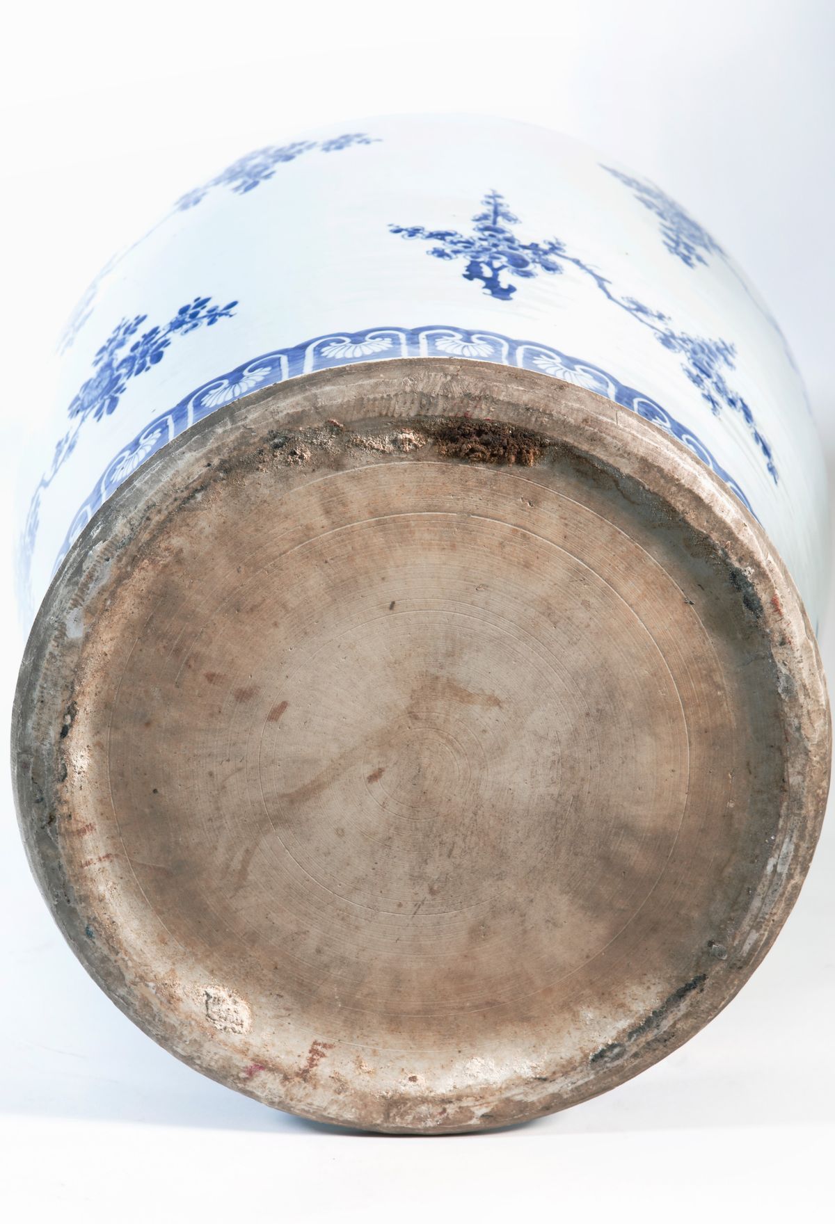 Grande Vaso con Coperchio in Porcellana Bianca e Blu