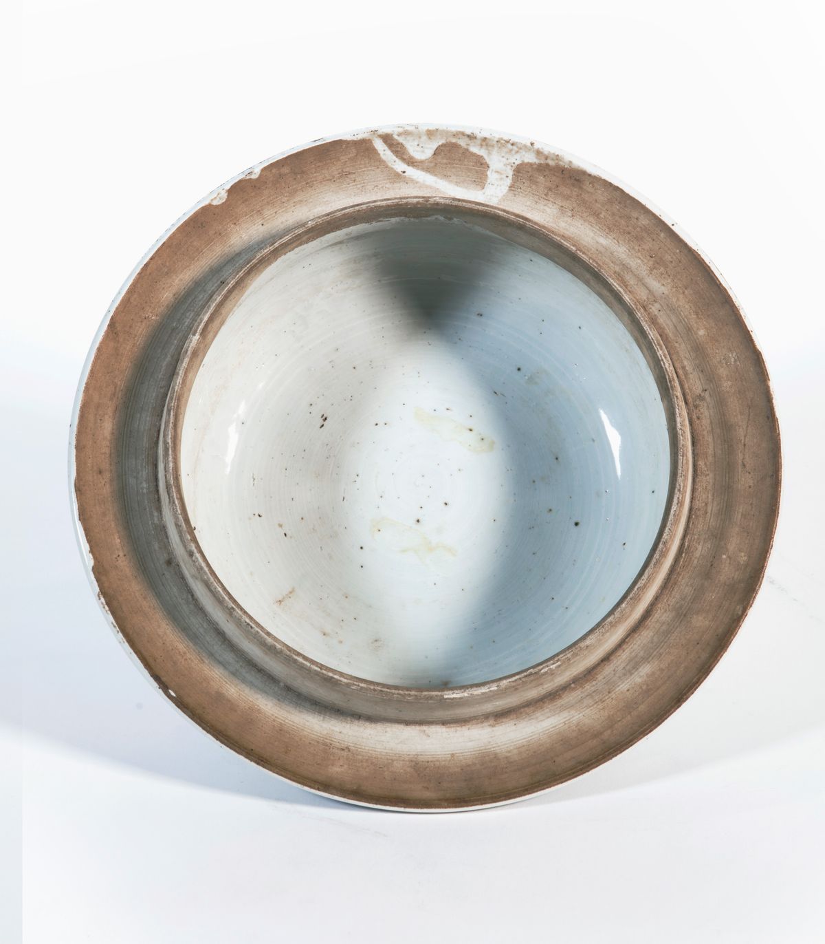 Grande Vaso con Coperchio in Porcellana Bianca e Blu