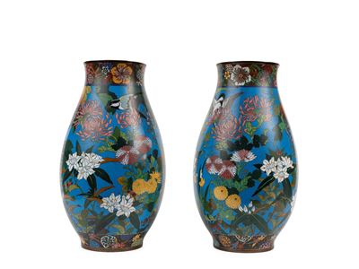 Coppia di Vasi in Cloisonné
