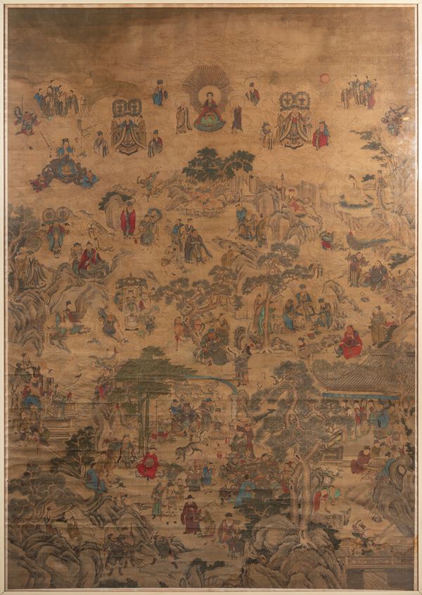 A LARGE PAINTING ON PAPER  (China, Qing dynasty (1644-1911))  - Auction Fine Asian Art, Including the Ullman Collection of Fine Buddhist Bronze Figures - Marcopolo srl - Marcopolo Asian Art Auction Milano