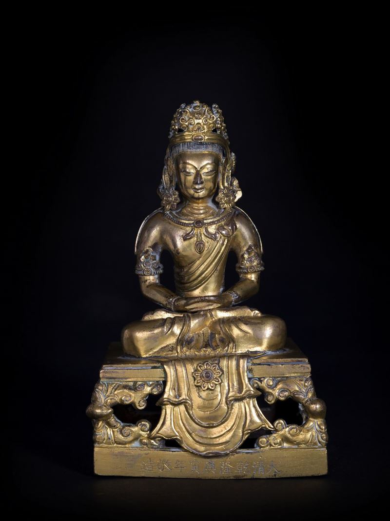 BUDDHA AMITAYUS IN BRONZO DORATO
