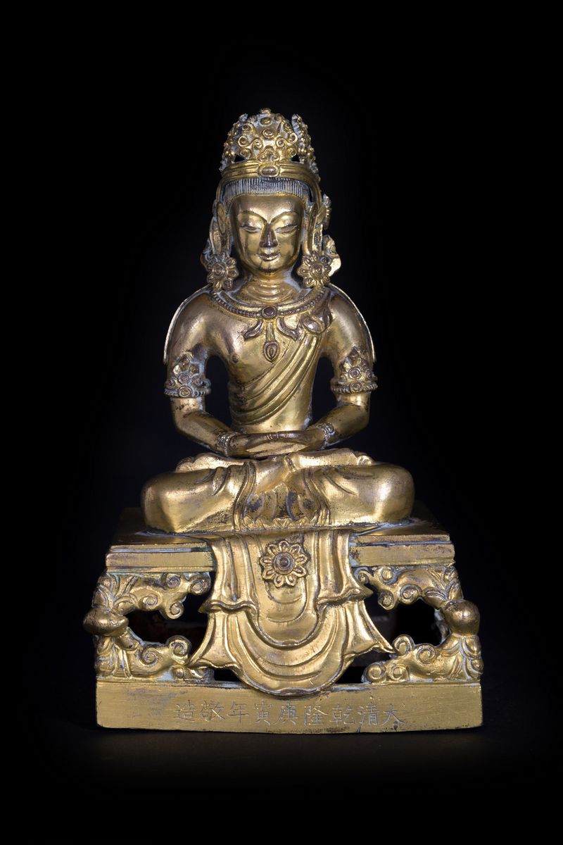 BUDDHA AMITAYUS IN BRONZO DORATO