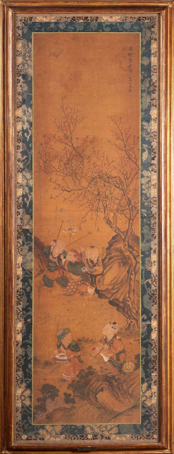 PAINTING ON SILK   (China, Qing dynasty (1644-1911))  - Auction Fine Asian Art, Including the Ullman Collection of Fine Buddhist Bronze Figures - Marcopolo srl - Marcopolo Asian Art Auction Milano