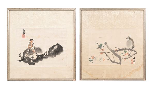 TWO PAINTINGS ON PAPER  (China, 20th century)  - Auction Fine Asian Art, Including the Ullman Collection of Fine Buddhist Bronze Figures - Marcopolo srl - Marcopolo Asian Art Auction Milano