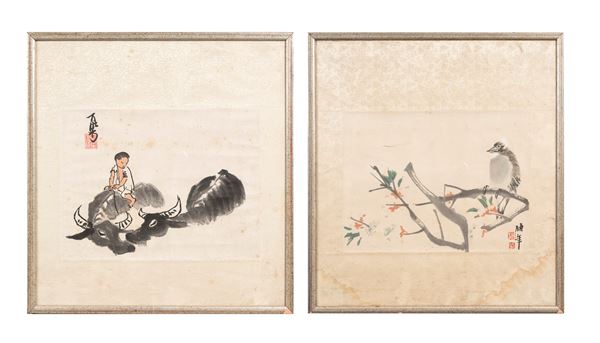 TWO PAINTINGS ON PAPER