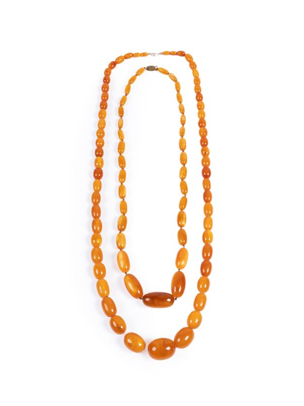 TWO AMBER NECKLACE