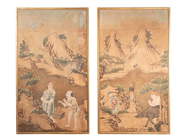 TWO PAINTINGS ON PAPER 
