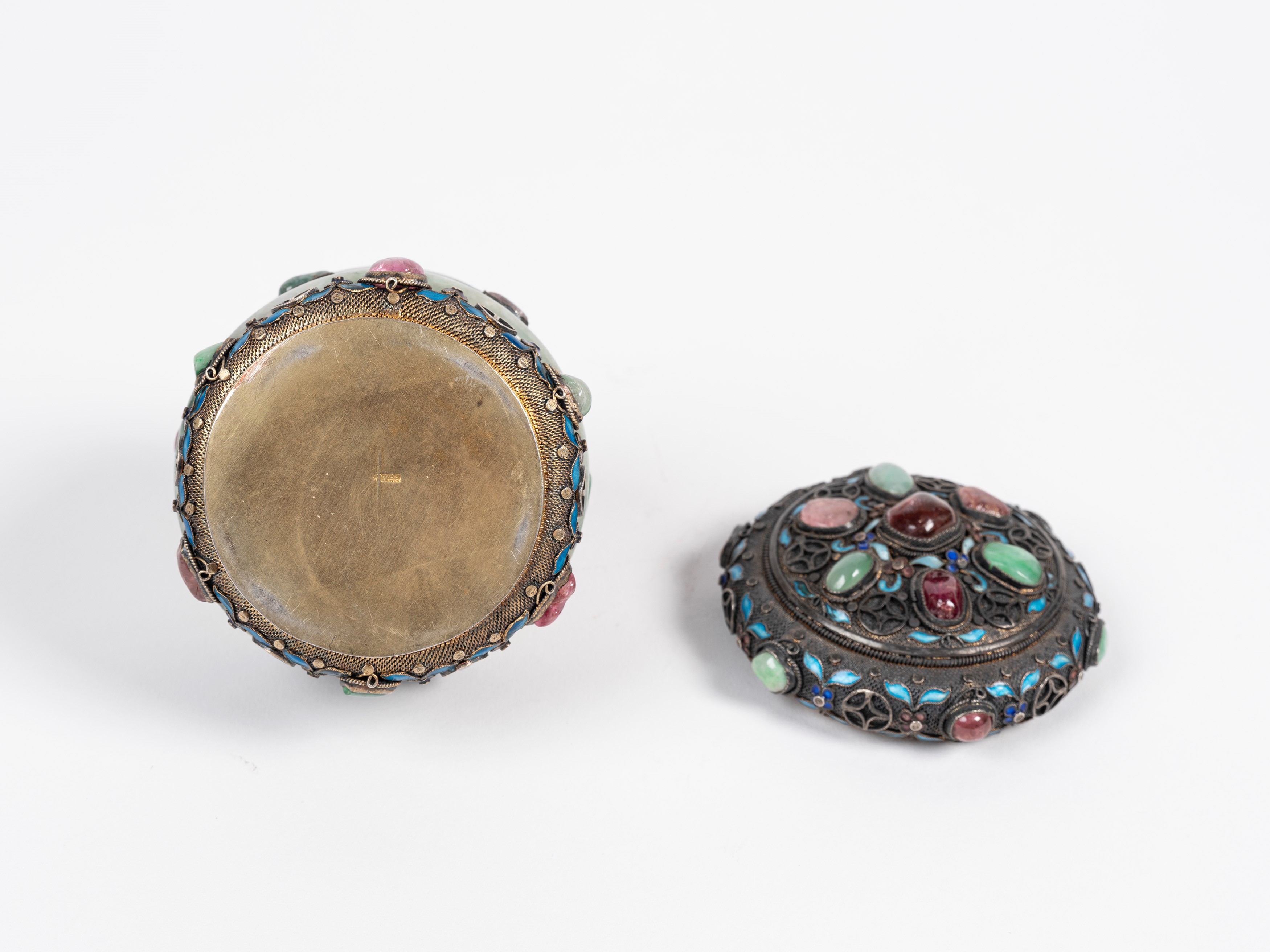 SCATOLA IN ARGENTO GIADA E PIETRE DURE