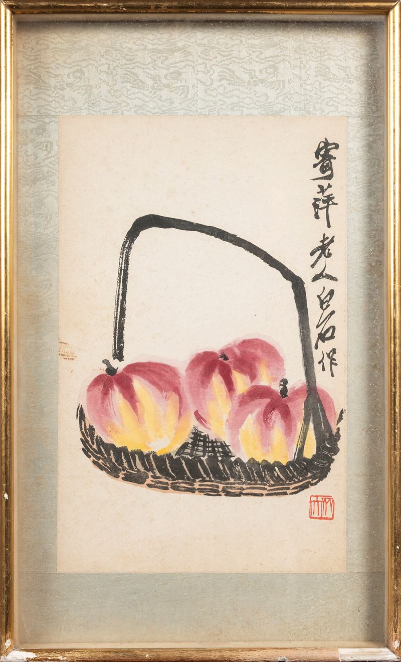 DIPINTO SU CARTA FIRMATO QI BAISHI