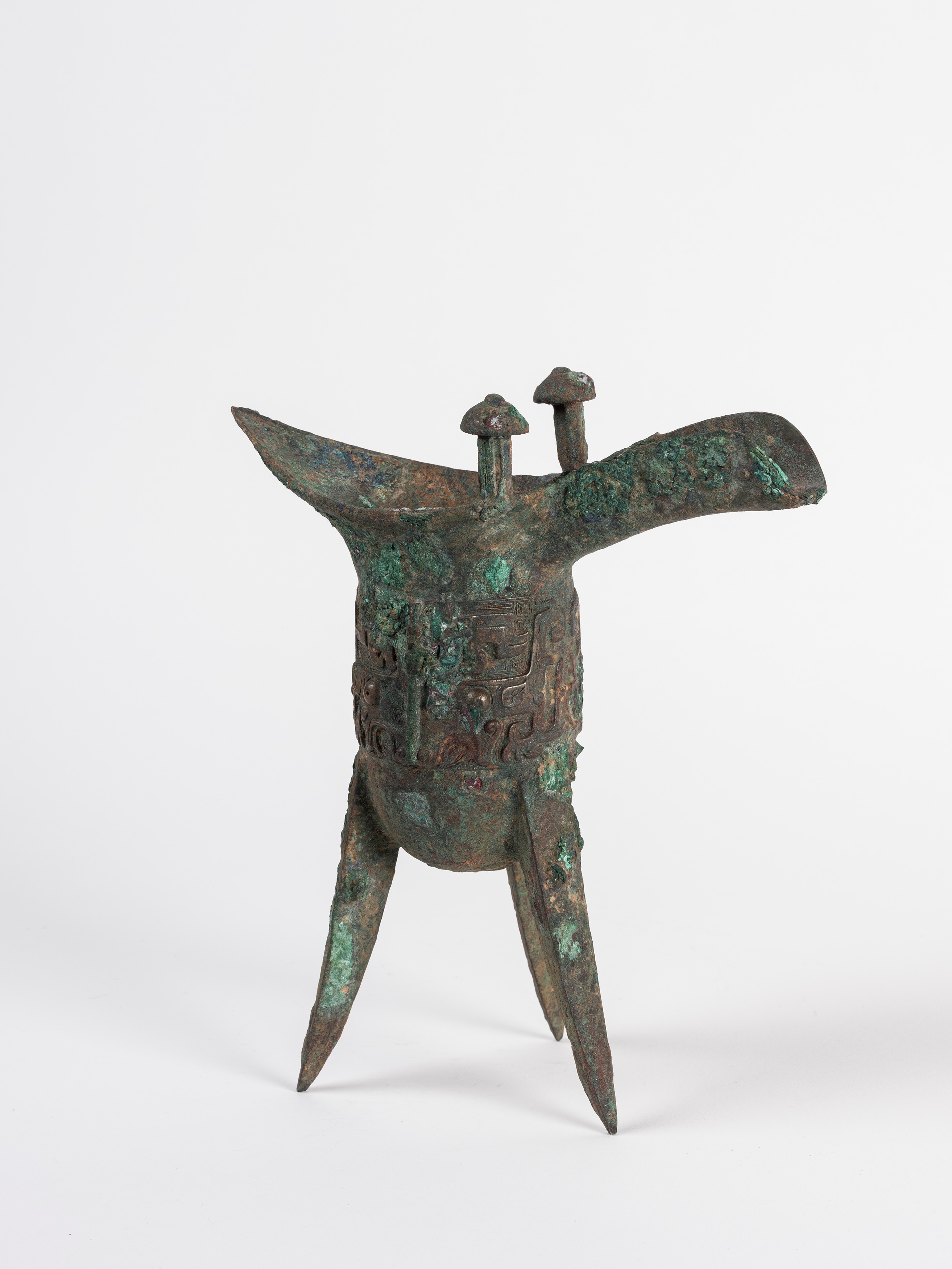 GRANDE VASO TRIPODE RITUALE DA VINO IN BRONZO, JUE