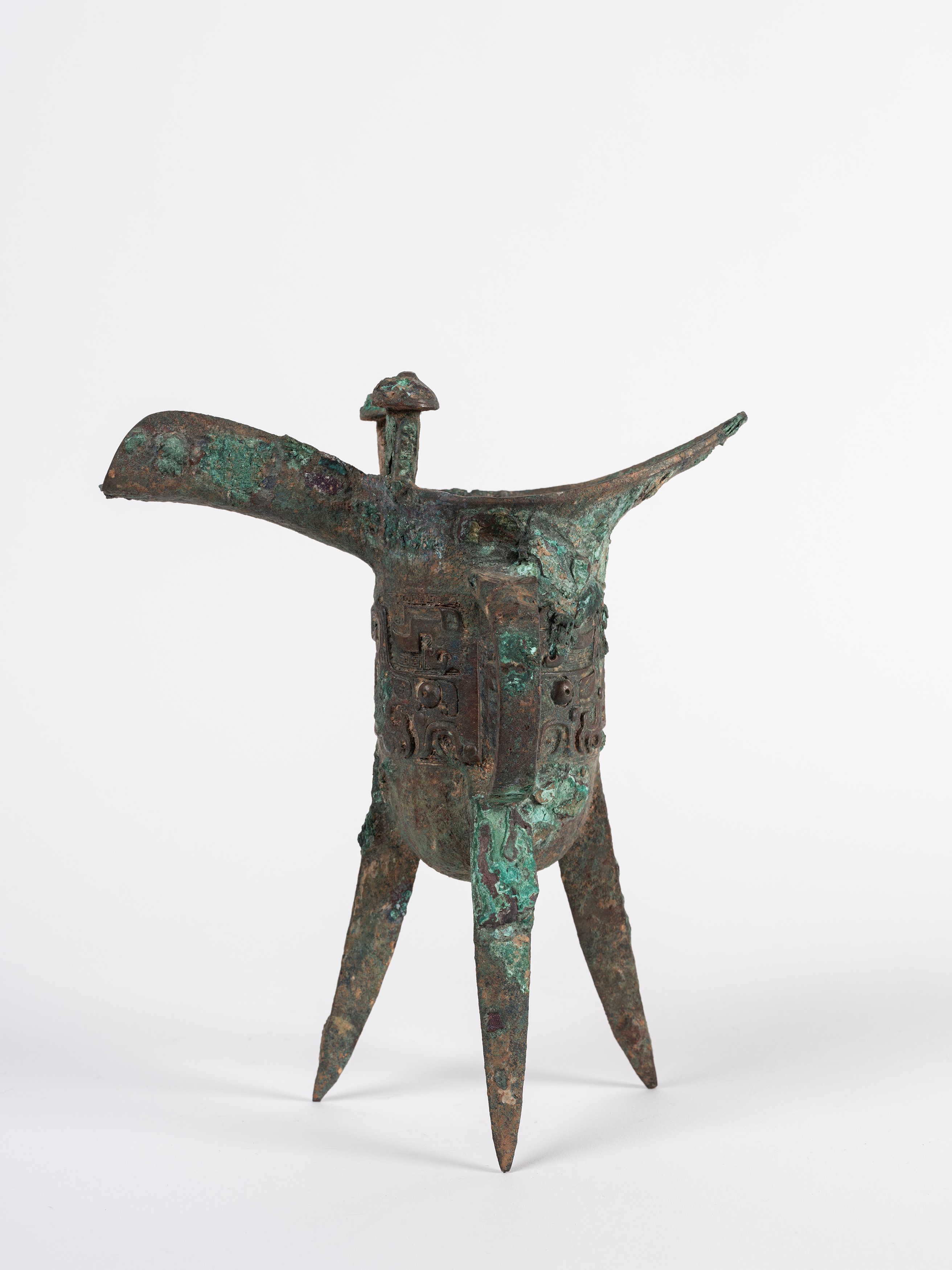 GRANDE VASO TRIPODE RITUALE DA VINO IN BRONZO, JUE