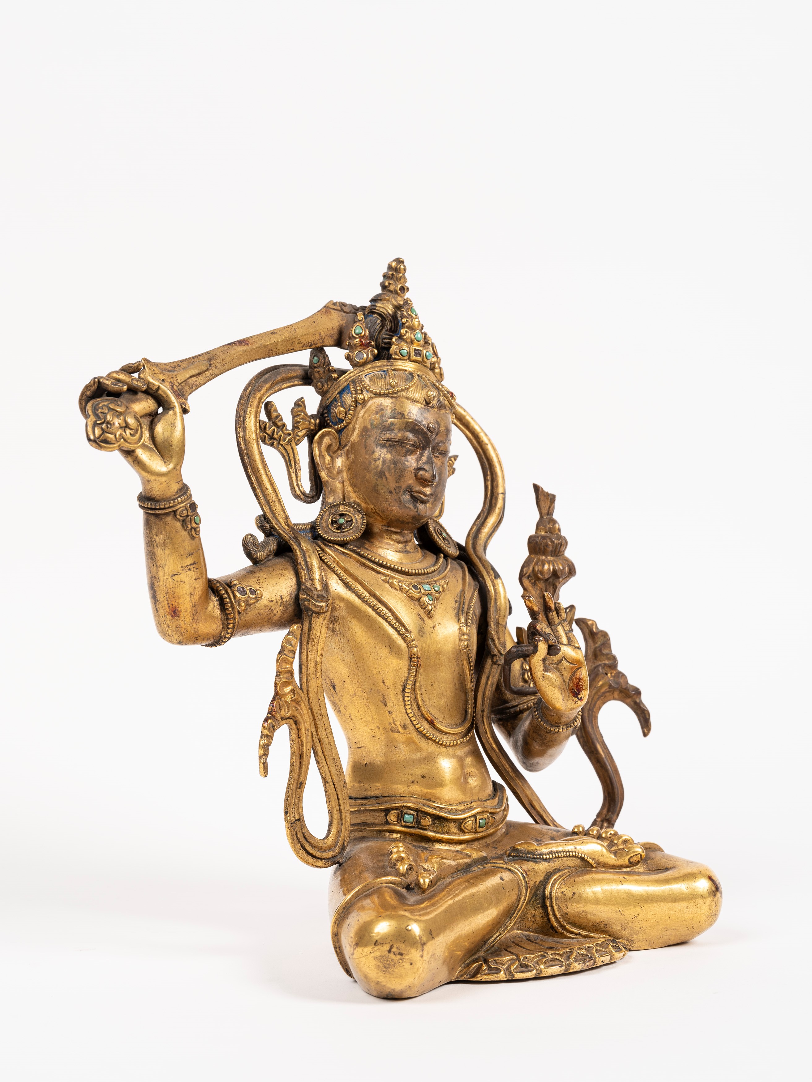 IMPORTANTE E GRANDE FIGURA IN BRONZO DORATO