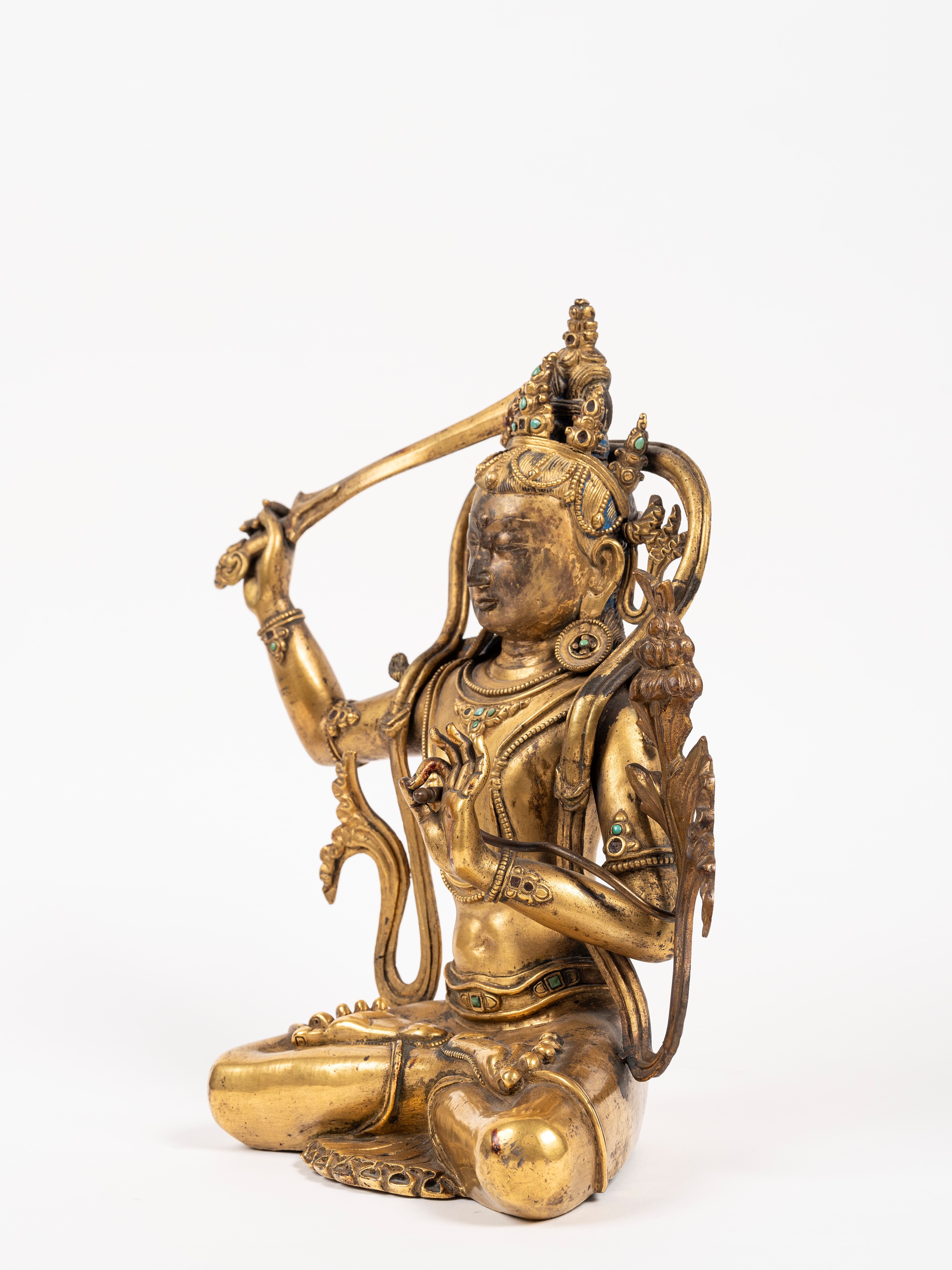 IMPORTANTE E GRANDE FIGURA IN BRONZO DORATO