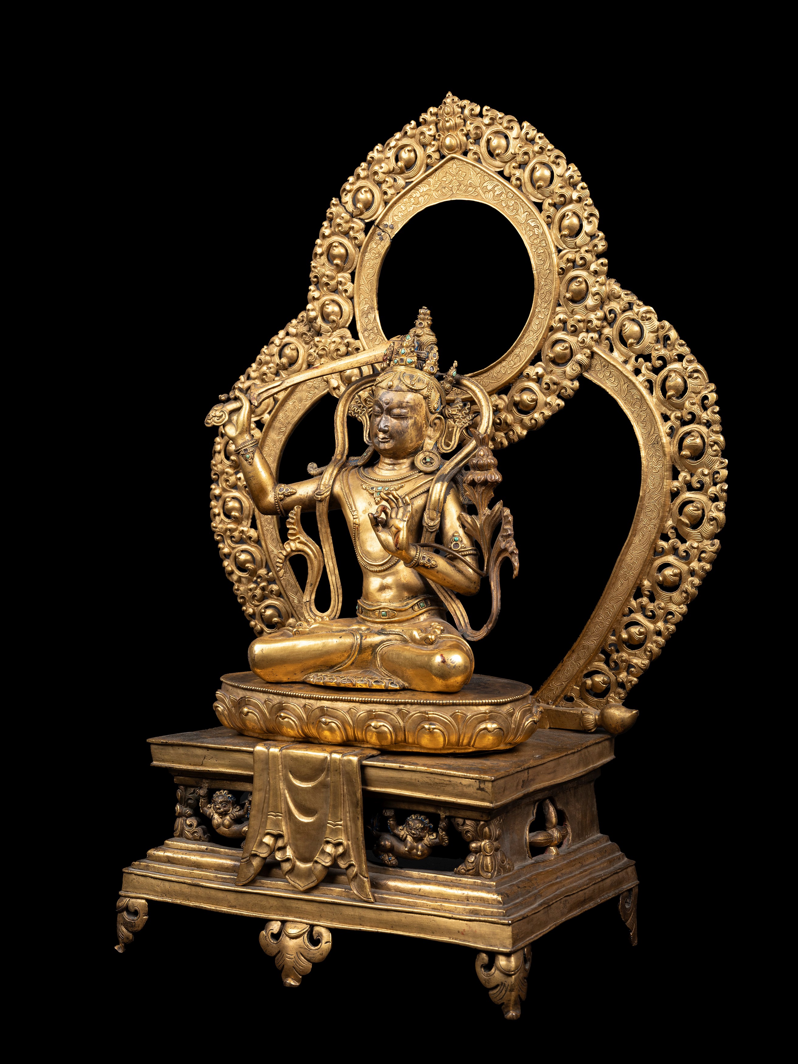 IMPORTANTE E GRANDE FIGURA IN BRONZO DORATO