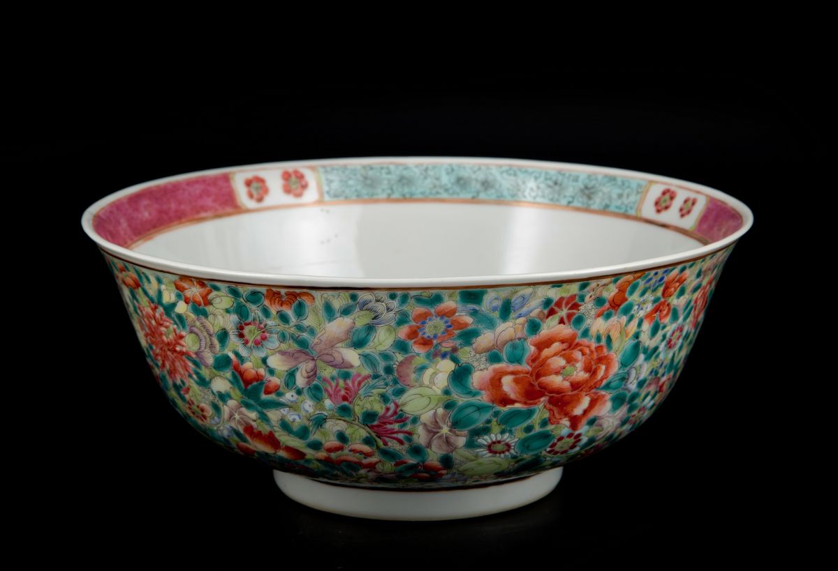 COPPIA DI BOWL IN PORCELLANA MILLEFIORI CON DRAGHI