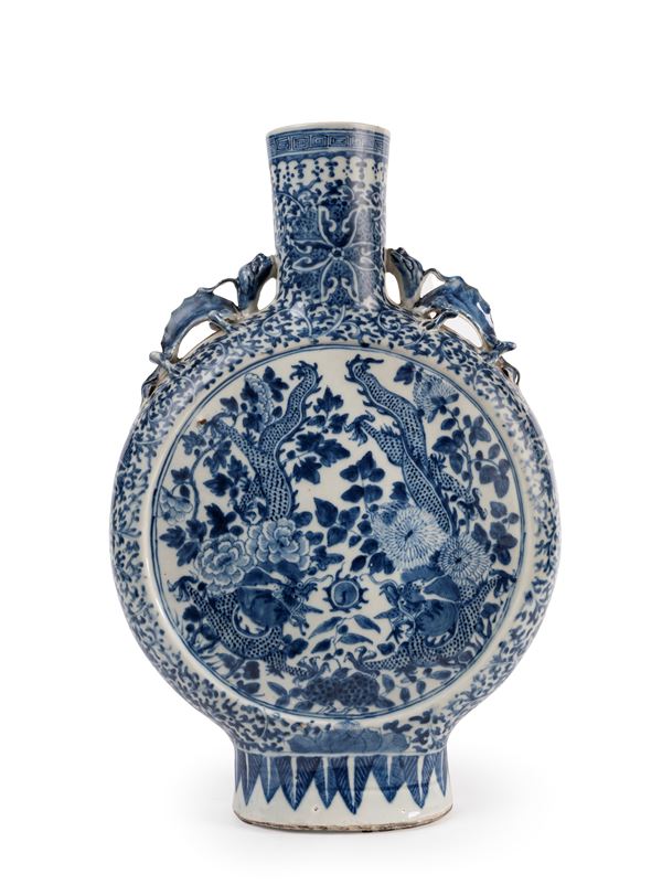 VASO 'MOON FLASK' IN PORCELLANA BIANCA E BLU