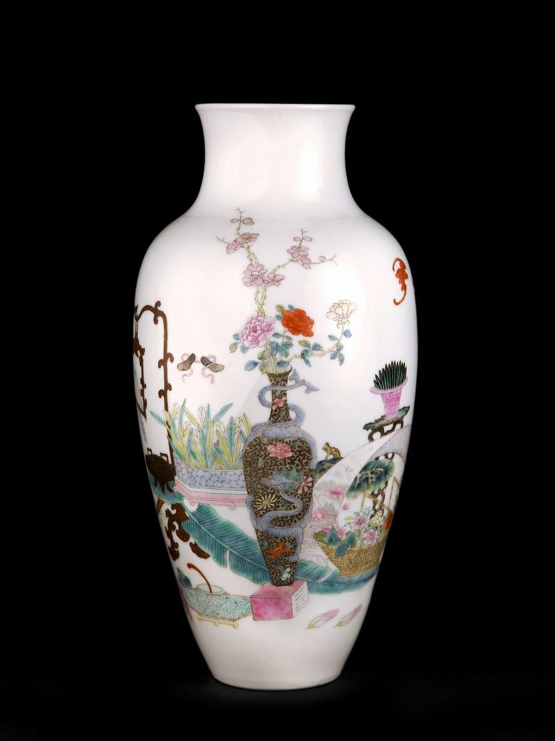VASO IN PORCELLANA FAMIGLIA ROSA MARCATO JU REN TANG ZHI